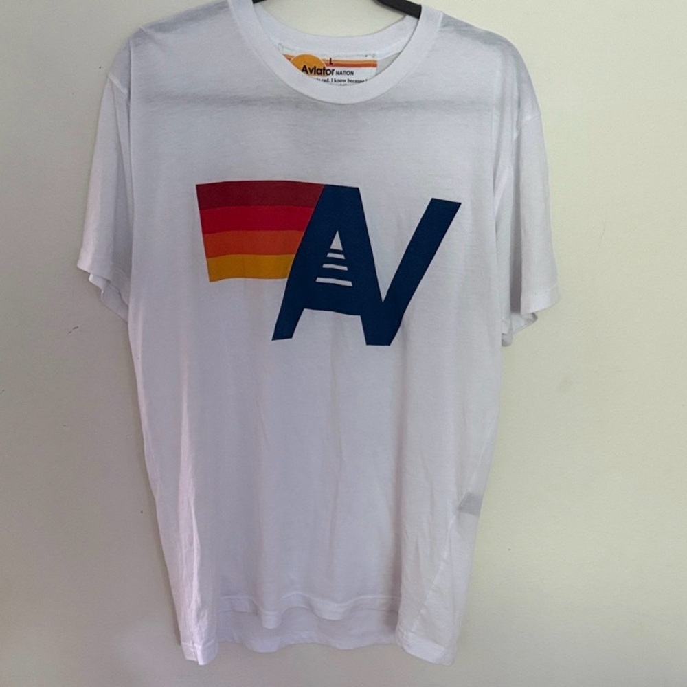RARE Original Logo Aviator Nation White T-Shirt
